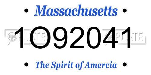 1O92041 Massachusetts License Plate