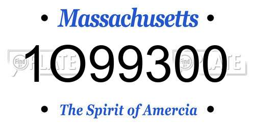1O99300 Massachusetts License Plate