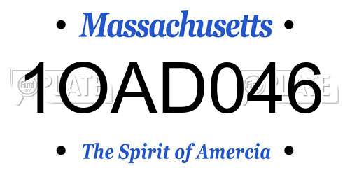 1OAD046 Massachusetts License Plate