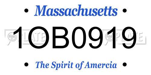 1OB0919 Massachusetts License Plate