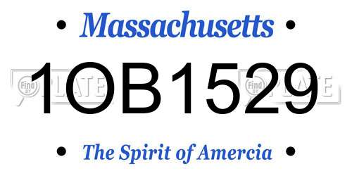 1OB1529 Massachusetts License Plate