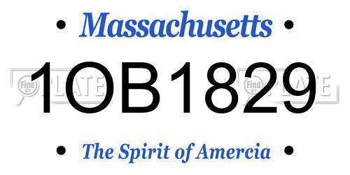 1OB1829 Massachusetts License Plate