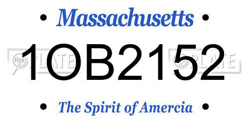1OB2152 Massachusetts License Plate