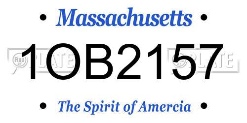1OB2157 Massachusetts License Plate