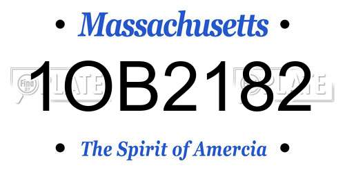 1OB2182 Massachusetts License Plate