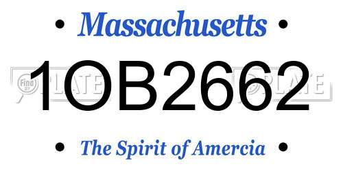 1OB2662 Massachusetts License Plate