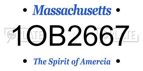 1OB2667 Massachusetts License Plate
