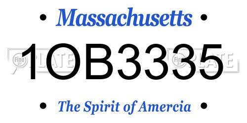 1OB3335 Massachusetts License Plate