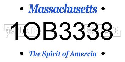 1OB3338 Massachusetts License Plate
