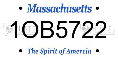 1OB5722 Massachusetts License Plate
