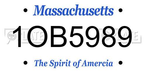 1OB5989 Massachusetts License Plate