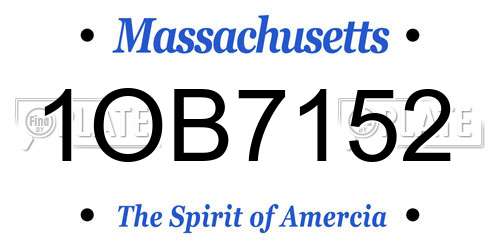 1OB7152 Massachusetts License Plate