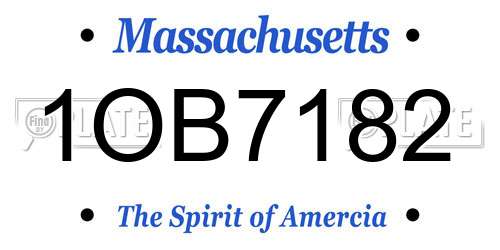 1OB7182 Massachusetts License Plate