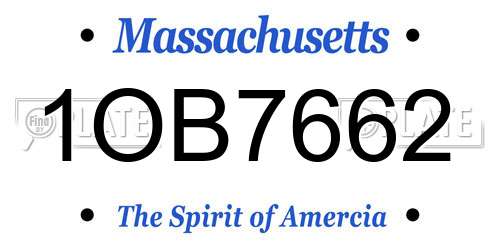1OB7662 Massachusetts License Plate