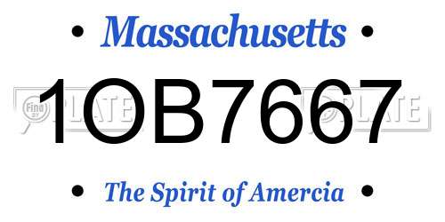 1OB7667 Massachusetts License Plate