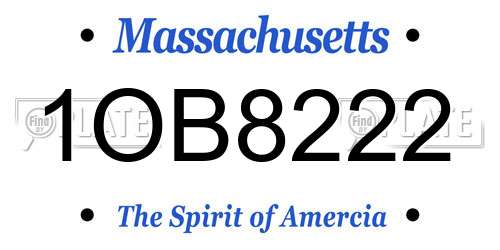 1OB8222 Massachusetts License Plate