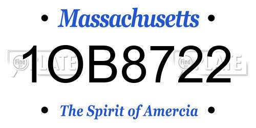 1OB8722 Massachusetts License Plate