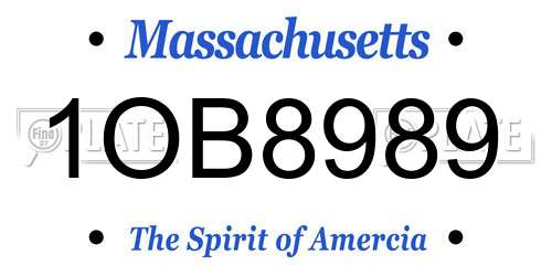 1OB8989 Massachusetts License Plate