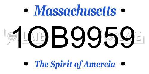 1OB9959 Massachusetts License Plate