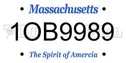 1OB9989 Massachusetts License Plate