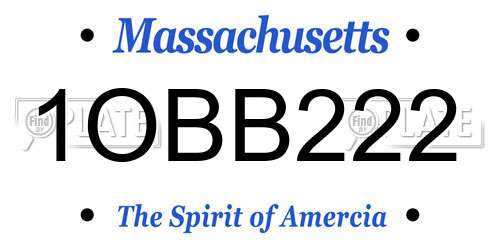 1OBB222 Massachusetts License Plate