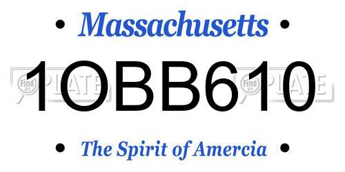 1OBB610 Massachusetts License Plate