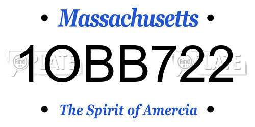 1OBB722 Massachusetts License Plate