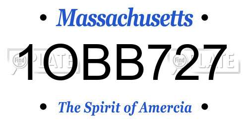 1OBB727 Massachusetts License Plate