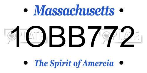 1OBB772 Massachusetts License Plate