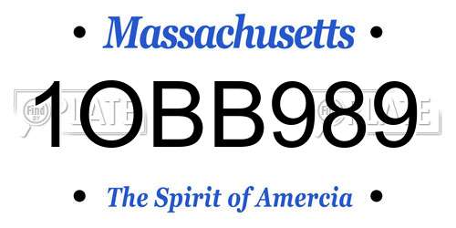 1OBB989 Massachusetts License Plate