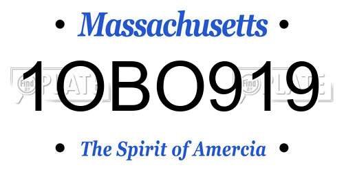 1OBO919 Massachusetts License Plate