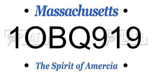 1OBQ919 Massachusetts License Plate
