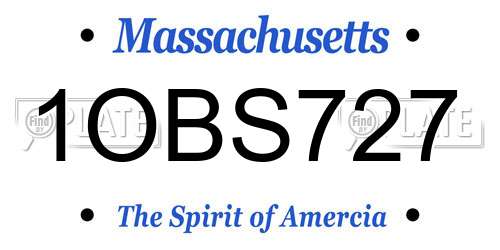 1OBS727 Massachusetts License Plate