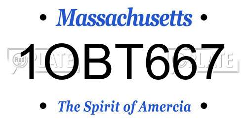 1OBT667 Massachusetts License Plate