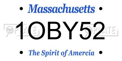 1OBY52 Massachusetts License Plate