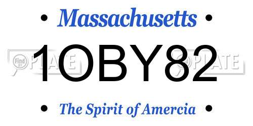 1OBY82 Massachusetts License Plate