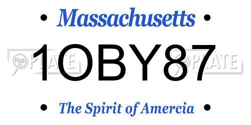 1OBY87 Massachusetts License Plate