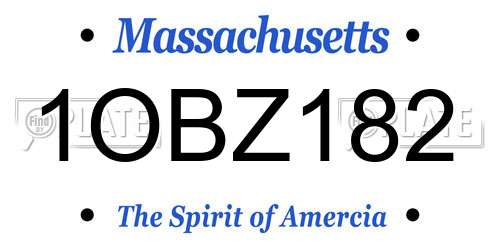 1OBZ182 Massachusetts License Plate