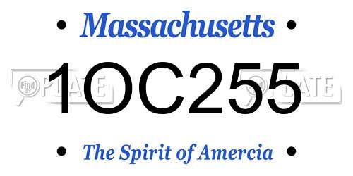 1OC255 Massachusetts License Plate