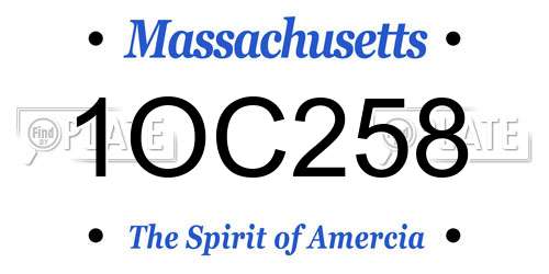 1OC258 Massachusetts License Plate