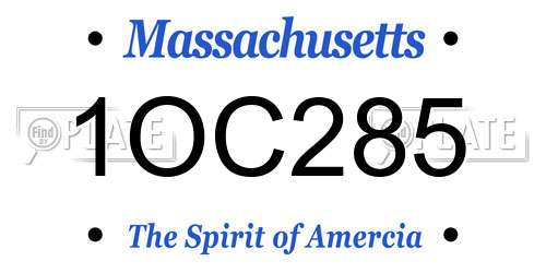 1OC285 Massachusetts License Plate