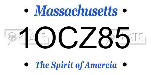1OCZ85 Massachusetts License Plate