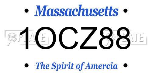 1OCZ88 Massachusetts License Plate