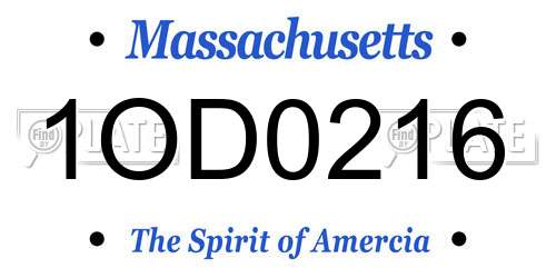 1OD0216 Massachusetts License Plate
