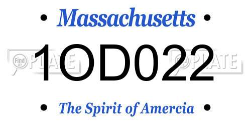 1OD022 Massachusetts License Plate