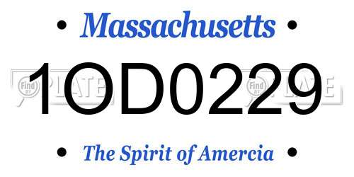 1OD0229 Massachusetts License Plate
