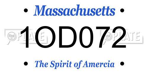 1OD072 Massachusetts License Plate