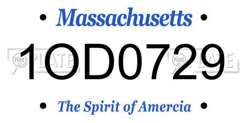 1OD0729 Massachusetts License Plate