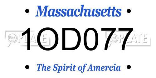 1OD077 Massachusetts License Plate