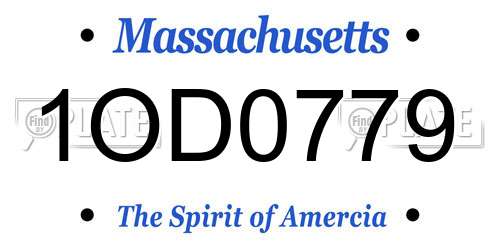 1OD0779 Massachusetts License Plate